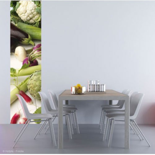 Une déco colorée grâce à nos stickers en forme de papier peint Légumes du marché ! mis en ambiance, 1ère proposition Sticker autocollant géant Légumes divers