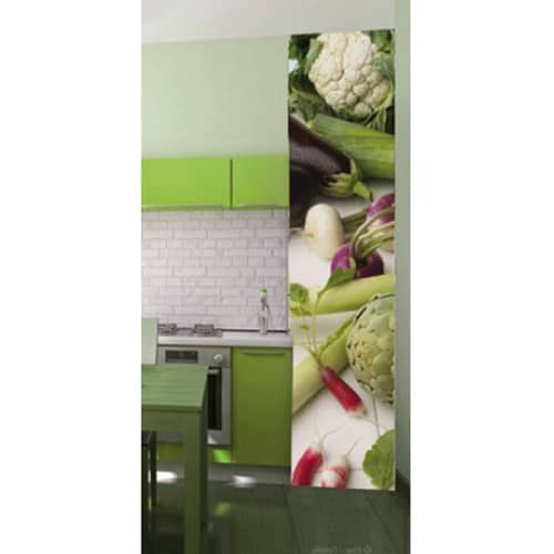 Une déco colorée grâce à nos stickers en forme de papier peint Légumes du marché ! mis en ambiance, 2ème proposition Sticker adhésif géant Légumes divers