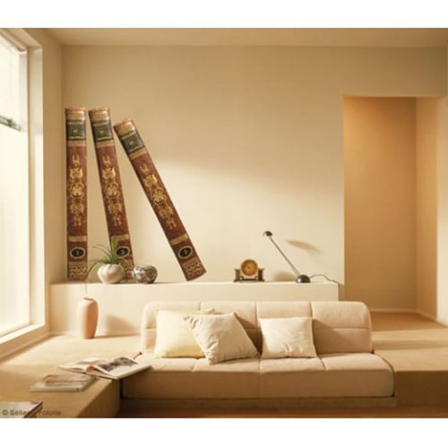 Partez au coeur des livres les plus connus avec notre sticker Livres Anciens Reliures d'Or et de Cuir ! mis en ambiance, 1ère proposition Sticker autocollants géants Livres Anciens Reliures d'Or et de Cuir
