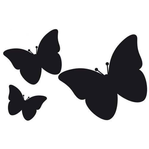 Set de 3 stickers ardoises tableau noir Papillons ! Pck de 3 stickers ardoises adhésives papillons noirs