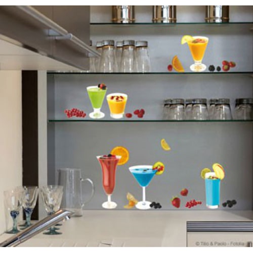 Une déco colorée grâce à nos stickers Smoothies et Cocktails Vitaminés ! mis en ambiance, 1ère proposition Stickers autocollants Smoothies colorés
