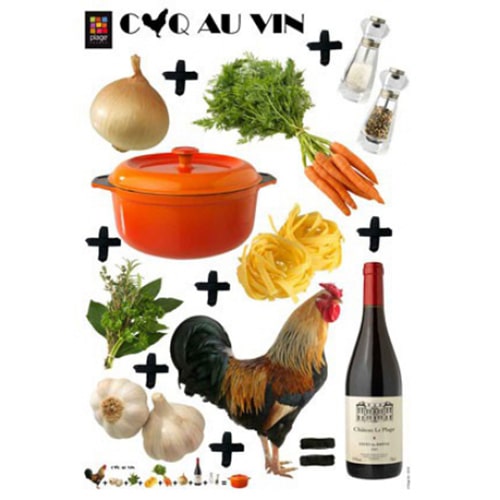 Une déco colorée grâce à nos stickers Coq au Vin ! Stickers muraux recettes Coq au vin