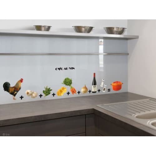 Une déco colorée grâce à nos stickers Hamburgers ! mis en ambiance, 2ème proposition Stickers adhésifs recette coq au vin