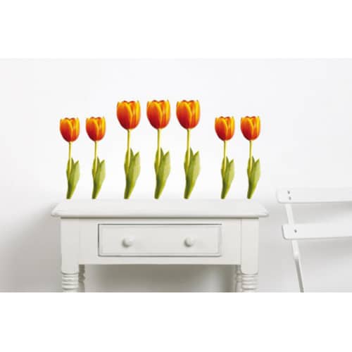 Créez une écrin de verdure avec le sticker Tulipes Orange ! mis en ambiance, 1ère proposition Sticker de fleur Tulipes Orange