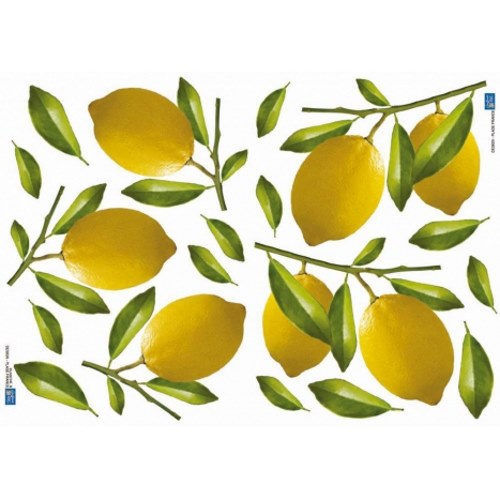 Set de stickers déco pour cuisine - autocollant citrons jaunes et feuilles vertes Pack déco de stickers pour cuisine - adhésifs citrons jaunes et feuilles déco