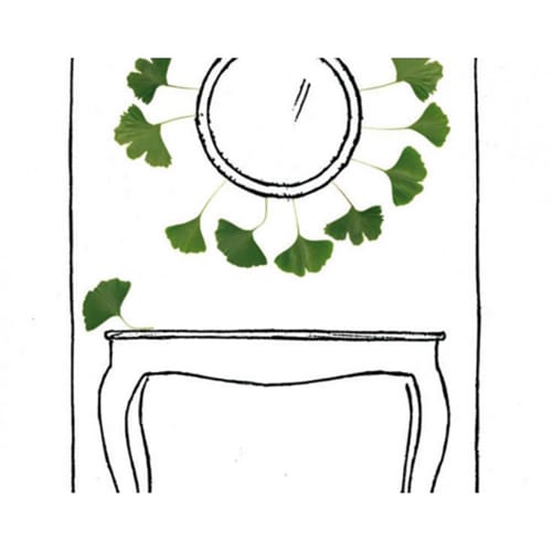 Créez une écrin de verdure avec le sticker Petites Feuilles de Ginkgo ! mis en ambiance, 2ème proposition Sticker ecrin de feuilles de Ginkgo