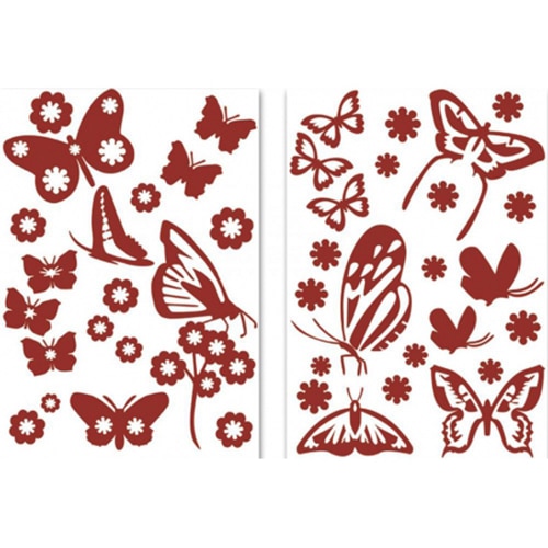 Créez une écrin de verdure avec le sticker Jolis Papillons Bordeaux ! mis en ambiance, 4ème proposition Lot de sticker de papillons rouge