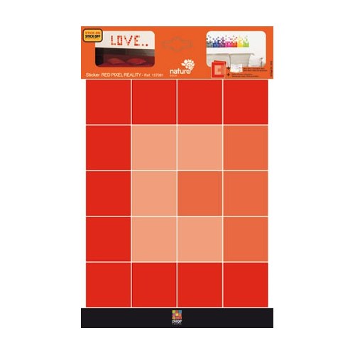 Sticker Pixels Rouges ! Sticker Pixels Rouges à disposer au mur
