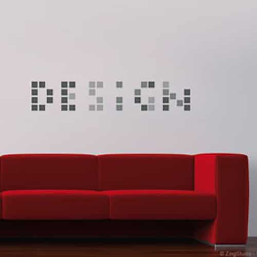 Une déco décalée et unique avec le sticker Pixels Gris ! mis en ambiance, 1ère proposition Sticker Pixels Gris