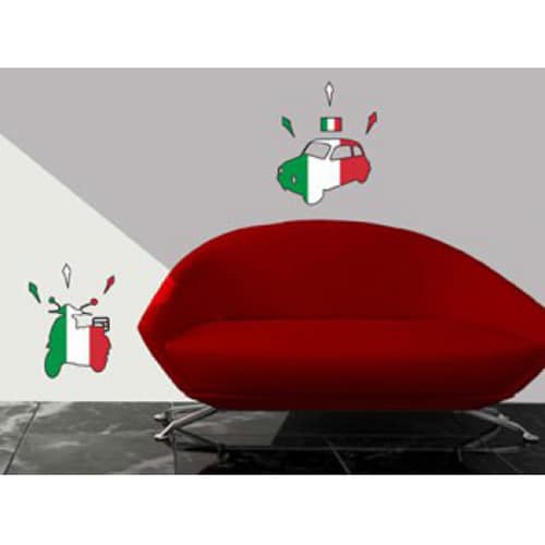 stickers muraux vespa et fiat 500 motifs drapeau d'Italie