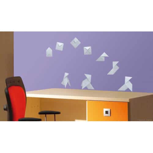 Faites de votre intérieur un espace moderne avec nos stickers Chien en Papier Origami ! mis en ambiance, 2ème proposition Sticker autocollant Origami