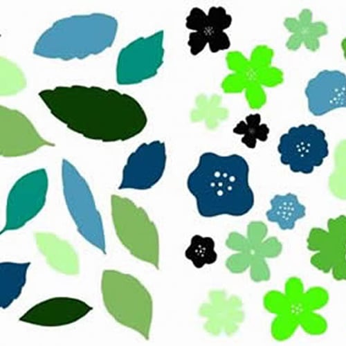 Créez une écrin de verdure avec le sticker Floraison Fleurs et Feuilles en camaïeu de bleu ! mis en ambiance, 4ème proposition Sticker Floraison Fleurs et Feuilles en camaïeu de bleu