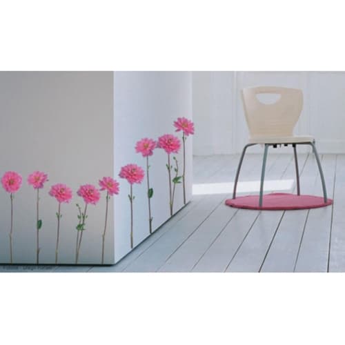 Sticker Petits Dahlias mis en ambiance, 1ère proposition Sticker Petits Dahlias pour décoration murs
