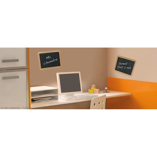 Ardoises adhésives vintage - déco de bureau rétro et vintage Set de 2 stickers ardoises adhésives tableau d'écoliers vintage dans un bureau.