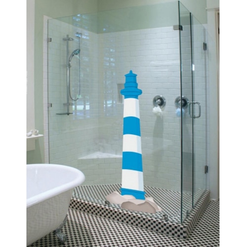 Créez une déco de salle de bain unique avec notre sticker Phare Marin pour paroi de douche ! mis en ambiance, 2ème proposition Sticker autocollant Phare Marin pour paroi de douche