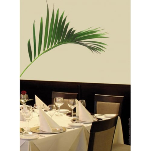 Offrez une touche d'air frais avec nos stickers Feuilles Géantes de Palmiers ! mis en ambiance, 1ère proposition Sticker feuille de palmier pour déco salle à manger