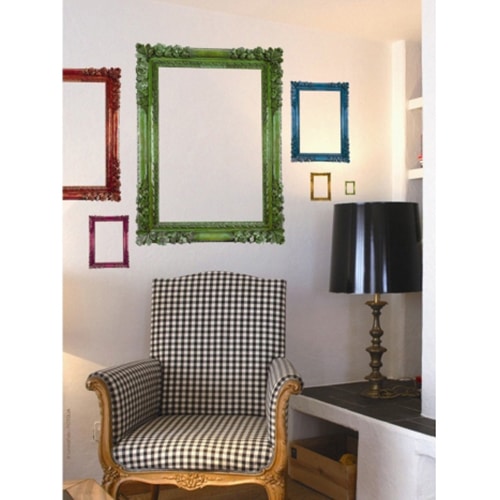 Stickers planches Lilas dans un salon avec un fauteuil vert