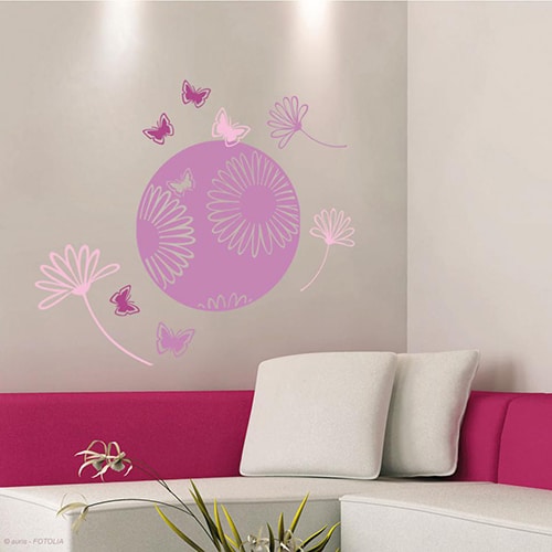 Créez une écrin de verdure avec le sticker Pastilles Fleurs des Champs ! mis en ambiance, 2ème proposition Sticker mural Pastilles Fleurs des Champs