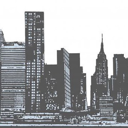 Découvrez et admirez avec le sticker Panorama en noir et blanc ! sticker panorama d'une ville en noir et blanc
