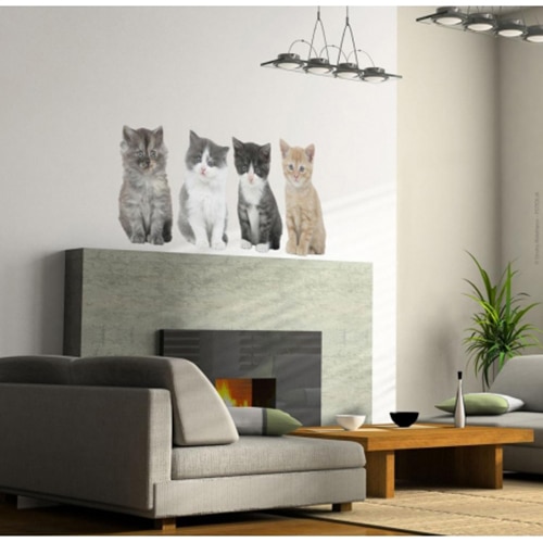 Offrez un peu de joie à votre intérieur avec le sticker 4 chats ! mis en ambiance, 2ème proposition sticker autocollant 4 chats
