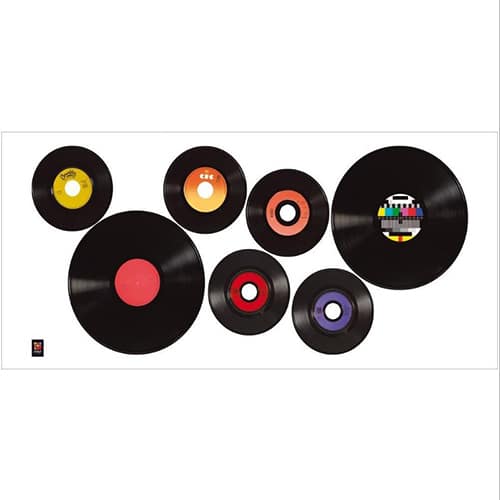 Stickers Disques Vinyles Vintage Ardoise Tableau Noir Stickers adhésif mural Disques Vinyles Vintage Ardoise Tableau Noir à coller au mur