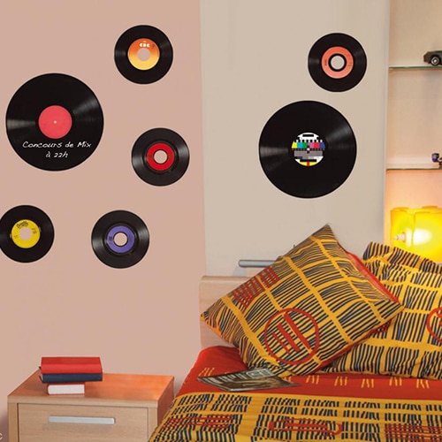 UStickers Disques Vinyles Vintage Ardoise Tableau Noir Adhésif rétro de disques vinyles vintage