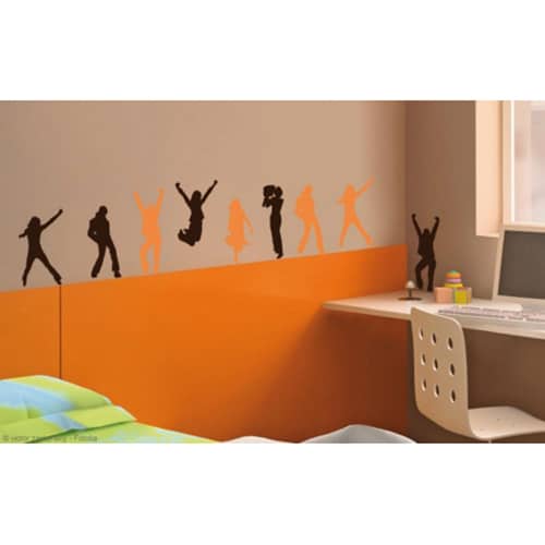 Un univers dansant pour votre intérieur ? Nos stickers Silhouettes Piste de danse sont faits pour vous ! mis en ambiance, 2ème proposition Frise autocollante murale, stickers pas de danse