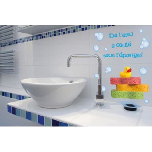 Stickers autocollants De l'eau à coulé sous l'éponge déco drôle mis en ambiance, 2ème proposition Autocollants De l'eau à coulé sous l'éponge déco salle d'eau