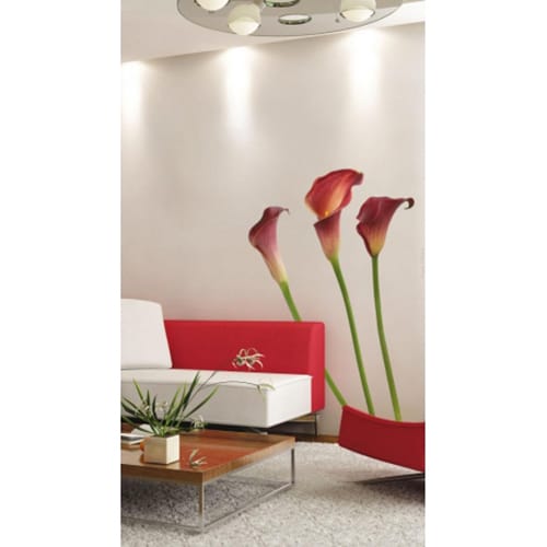 Sticker Fleurs d'Arums Passions mis en ambiance, 1ère proposition Sticker Fleurs d'Arums Passions pour déco mur salon et salle à manger