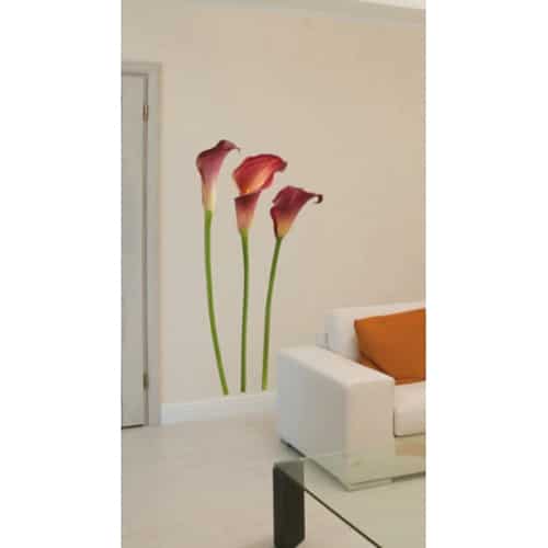 Sticker Fleurs d'Arums Passions mis en ambiance, 2ème proposition Sticker Fleurs d'Arums Passions pour déco mur salon