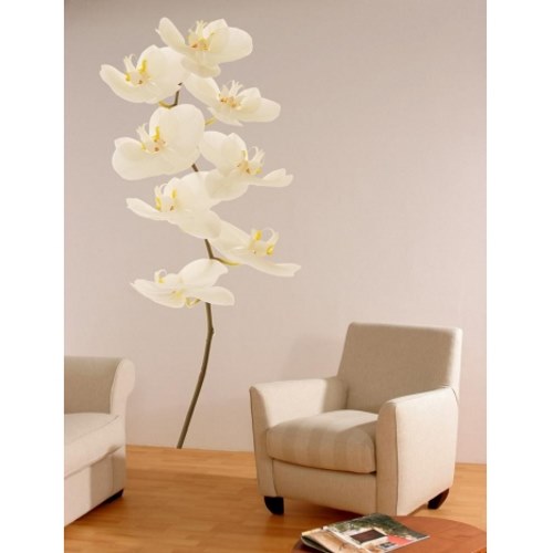 Sticker fleurs d'orchidéé blanche Décoration de salon avec sticker fleur géante orchidée blanche