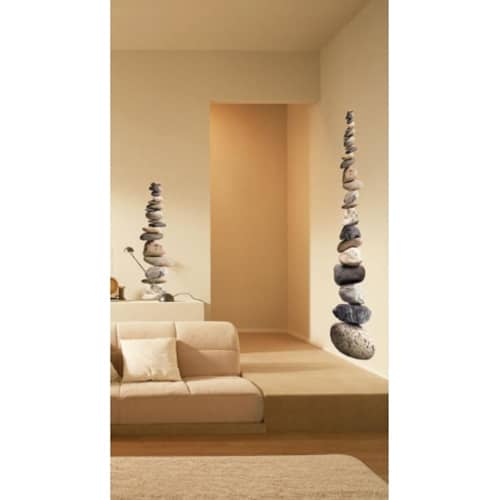 Offrez une touche d'air frais avec nos stickers Galets ! mis en ambiance, 2ème proposition Adhésifs muraux galets superposés mis en ambiance sur des murs clairs