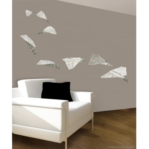 Une touche zen avec le sticker Avions en papier Origami ! mis en ambiance, 1ère proposition Stickers adhésifs Avions en papier