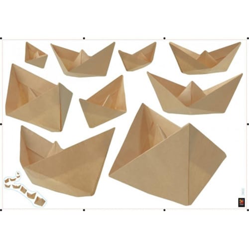 Une touche zen avec le sticker Bateaux en papier Origami ! mis en ambiance, 4ème proposition Sticker bateau en origami pour déco de la maison