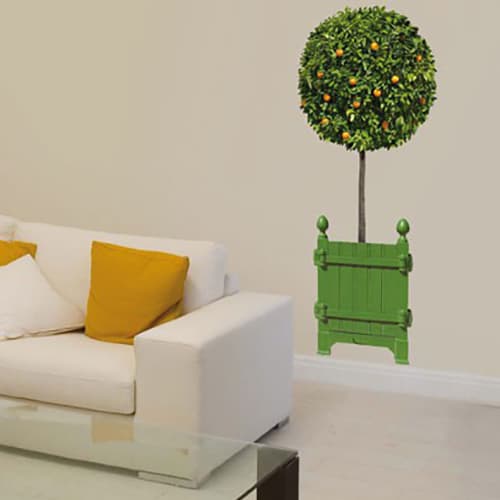 Offrez une touche d'air frais avec nos stickers Oranger taillé en boule ! mis en ambiance, 2ème proposition Sticker oranger taillé pour décoration de la salle à manger ou salon