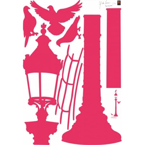 Offrez une touche de lumière avec notre sticker Réverbères framboise ! mis en ambiance, 4ème proposition Sticker mural Réverbères framboise