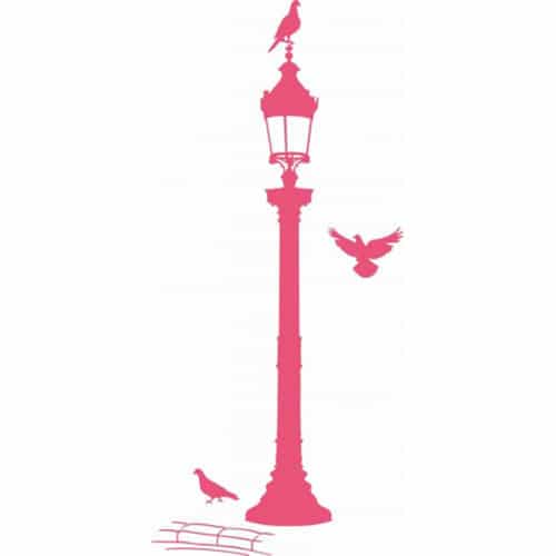 Sticker Silhouettes de réverbères roses ! sticker réverbère rose avec pigeons