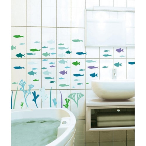 Créez une écrin de fraîcheur avec le sticker Poissons des abysses ! mis en ambiance, 2ème proposition Sticker adhésif Poissons des abysses