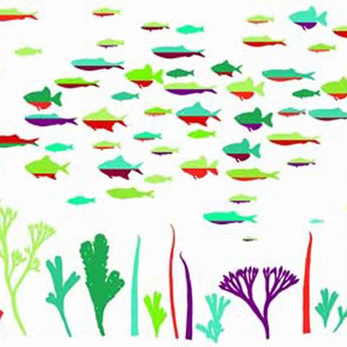 Plongez dans les profondeurs avec le sticker Abysse Colorée ! Sticker adhésif poissons Abysse Colorée !