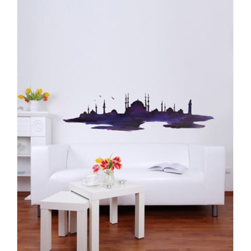 Partez à l'aventure avec nos stickers Istanbul à l'aquarelle ! mis en ambiance, 1ère proposition Sticker instanbul déco salon