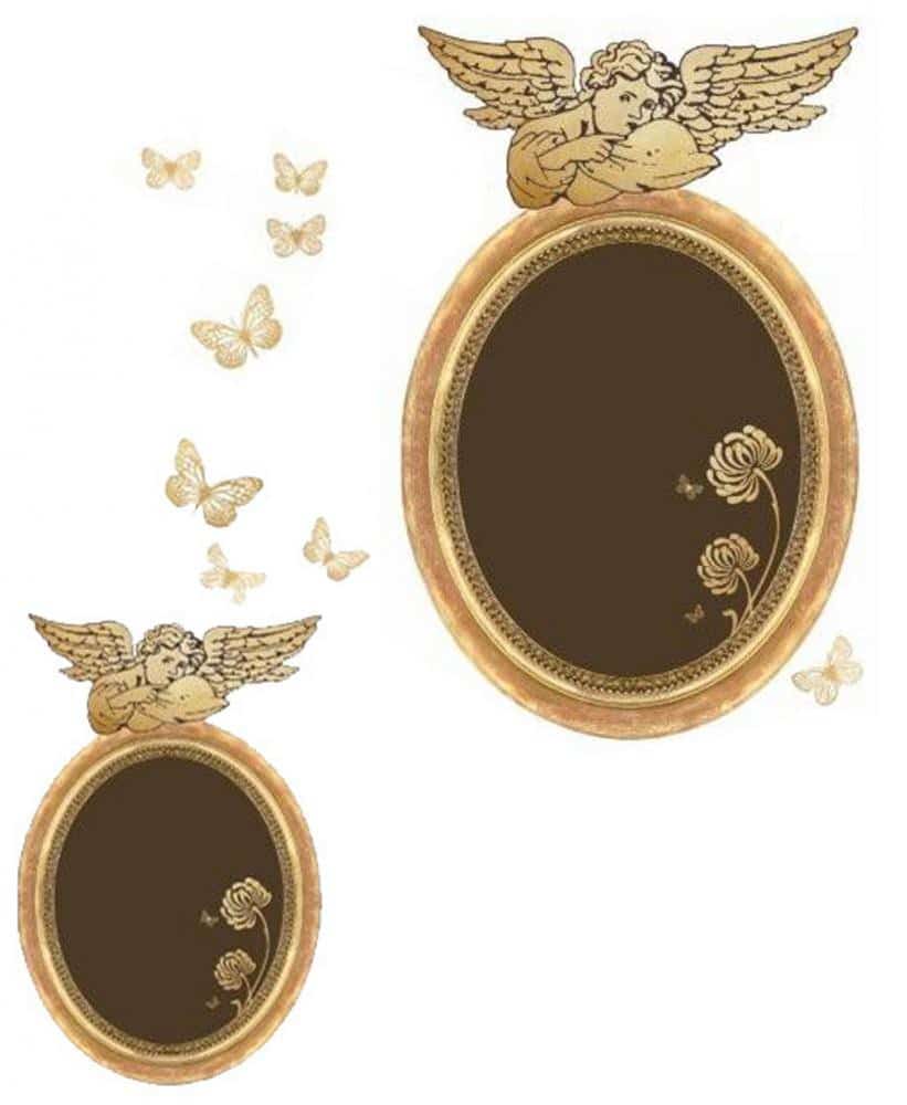 Sticker Cadres Anges Adhésif creme et marron cadres Anges
