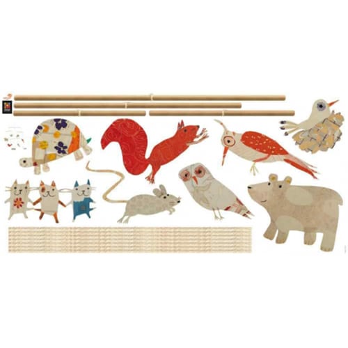 Nos stickers Mobile Animaux de la Forêt pour une touche moderne ! mis en ambiance, 4ème proposition Sticker mural autocollant Animaux de la foret marionnette