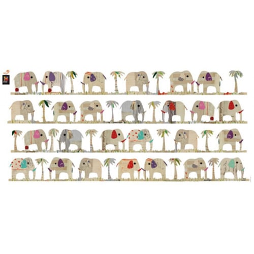 Choisissez nos stickers frise déco Fanfan l'éléphant ! mis en ambiance, 1ère proposition Frise adhésive murale Fanfan l'élephant
