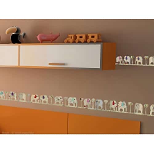 Choisissez nos stickers frise déco Fanfan l'éléphant ! mis en ambiance, 2ème proposition Frise autocollante de décoration Fanfan l'élephant