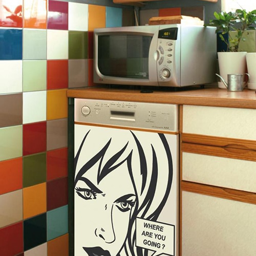 Nos stickers pour lave vaisselle Bande dessinée mis en ambiance, 2ème proposition Stickers décoration pour lave-vaisselle bande dessinée.