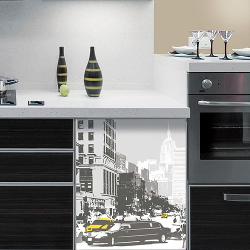 Sticker pour lave vaisselle New York mis en ambiance, 2ème proposition Stickers lave-vaisselle New-York décoration de cuisine