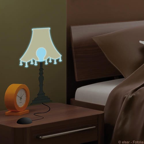 Un peu de lumière avec notre sticker Lampe bleue ! Sticker autocollant lumineux lampe de chevet