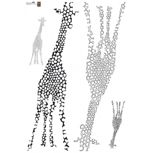 Créez une écrin de verdure avec le sticker Grand Animaux Sauvages noir et blanc ! mis en ambiance, 4ème proposition Sticker mural grande girafe noir et blanc