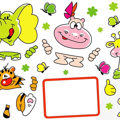 Stickers Animaux ardoise à feutres pour chambre d'enfant. Stickers Animaux ardoise à feutres pour enfants.