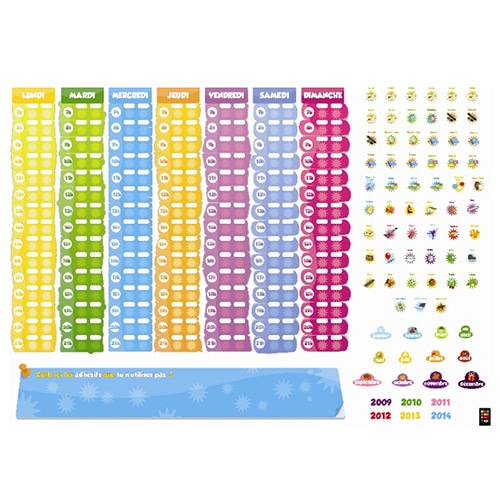 Personnalisez la chambre de votre enfant avec notre sticker Calendrier - Organiseur pour enfant 6-8 ans ! mis en ambiance, 2ème proposition Sticker calendrier organiseur pour enfant de 6-8 ans